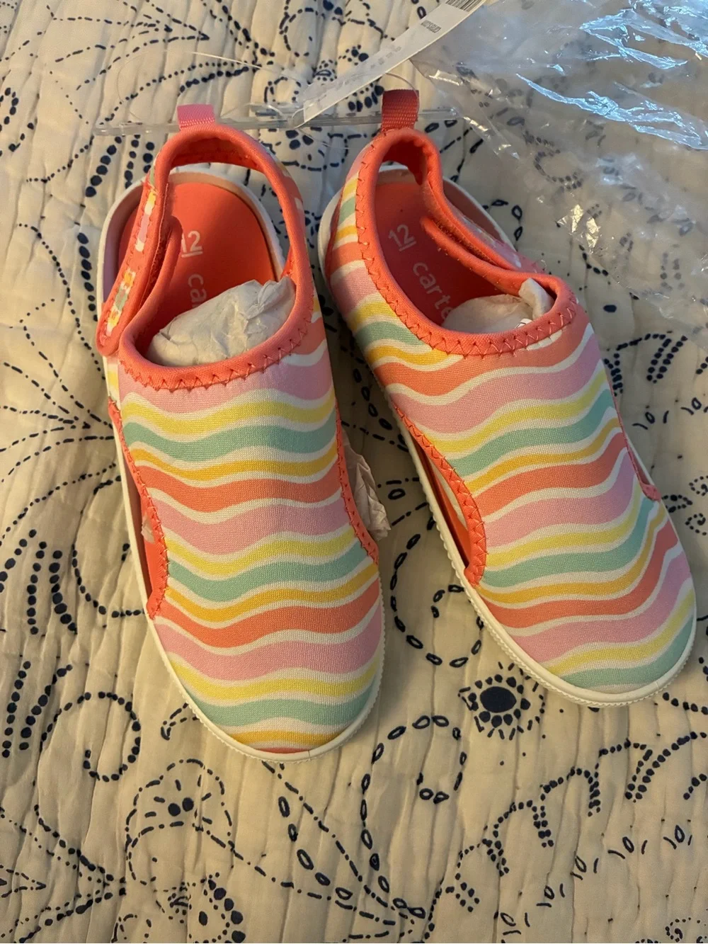 NWT Carter's Rainbow Salina’s Stripe Slip-On Shoes - size 12